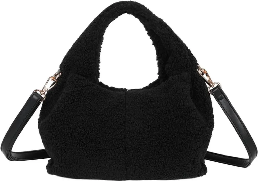 Sac à Main Femme Noir Gallantry avec Bandoulière Fourrure Amovible