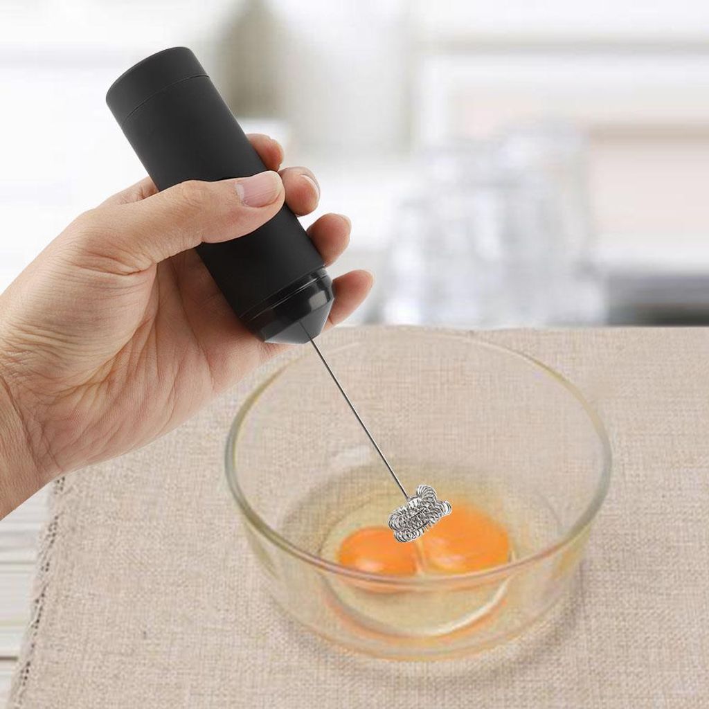Elektrischer Hand-Schneebesen aus Edelstahl mit Druckknopf für Eier, Sahne, Milch und Kaffee