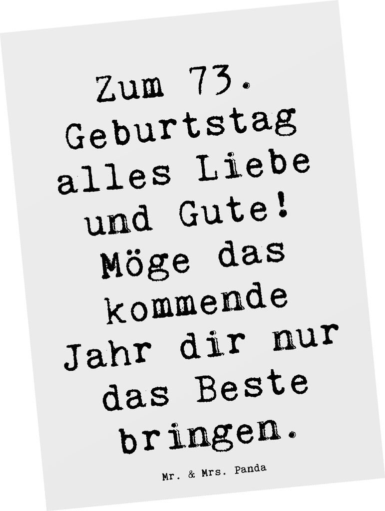 Mr. & Mrs. Panda Postkarte Spruch 73. Geburtstag Produktbild 