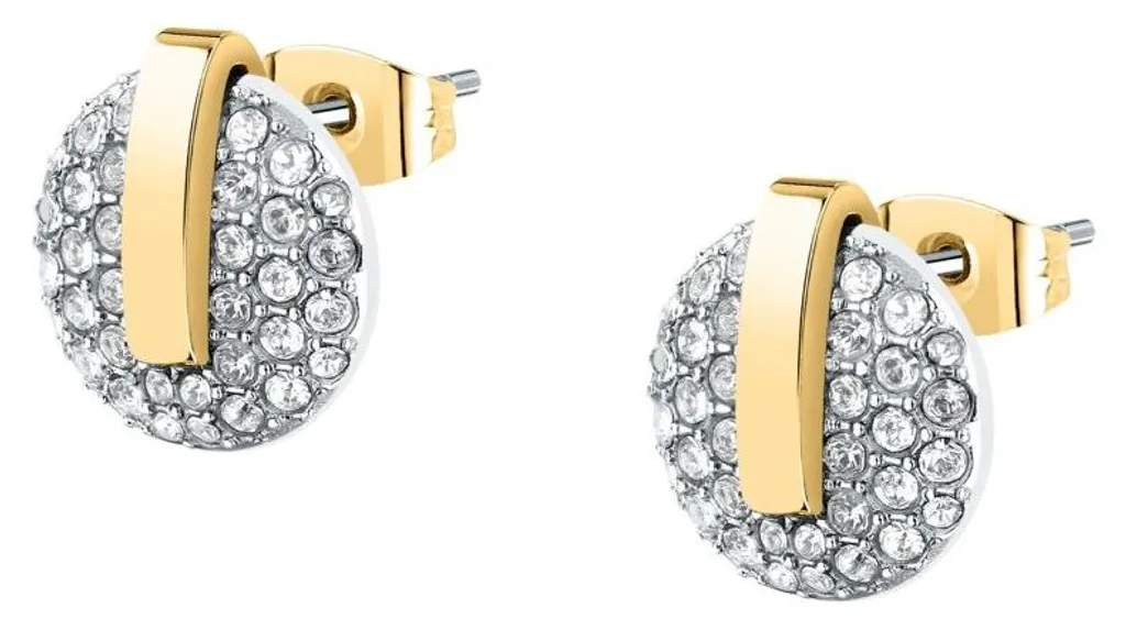 Boucles d'oreilles créoles bicolores T-Round TJAYF14 en acier chic