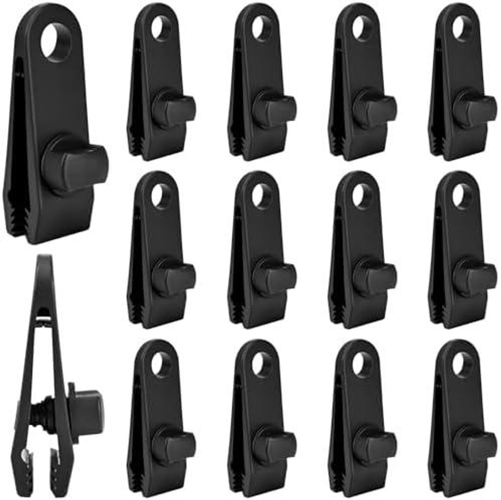 20 Stück Planenspanner, Schwarz Planenclips Planenbefestigung Tarp Planen Zeltplanen Clips Kunststoff Sonnensegel Klemmen Planenklammern für Pool...