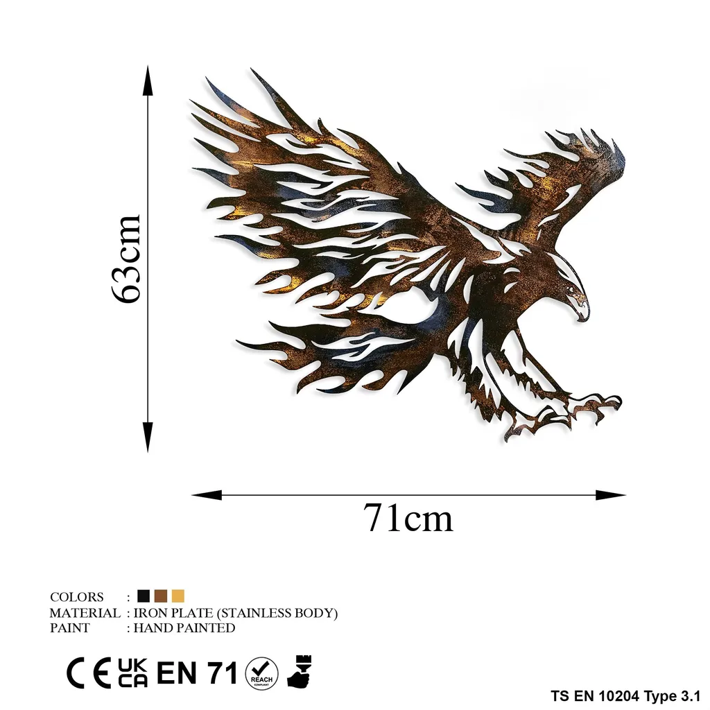 Tableau Mural en Métal Eagle 3 Design Abstrait Multicolore Wallity