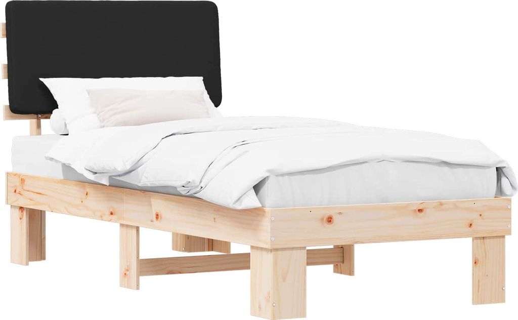 Bettgestell mit gepolstertem Kopfteil Schwarz 80 x 200 cm