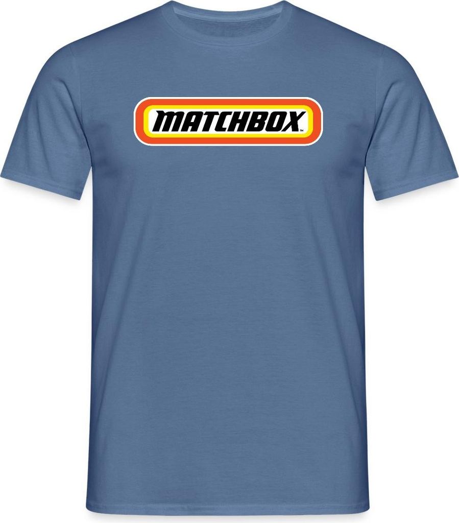 Spreadshirt Matchbox Offizielles Logo Orange, Gelb & Schwarz Männer T-Shirt, M, Taubenblau