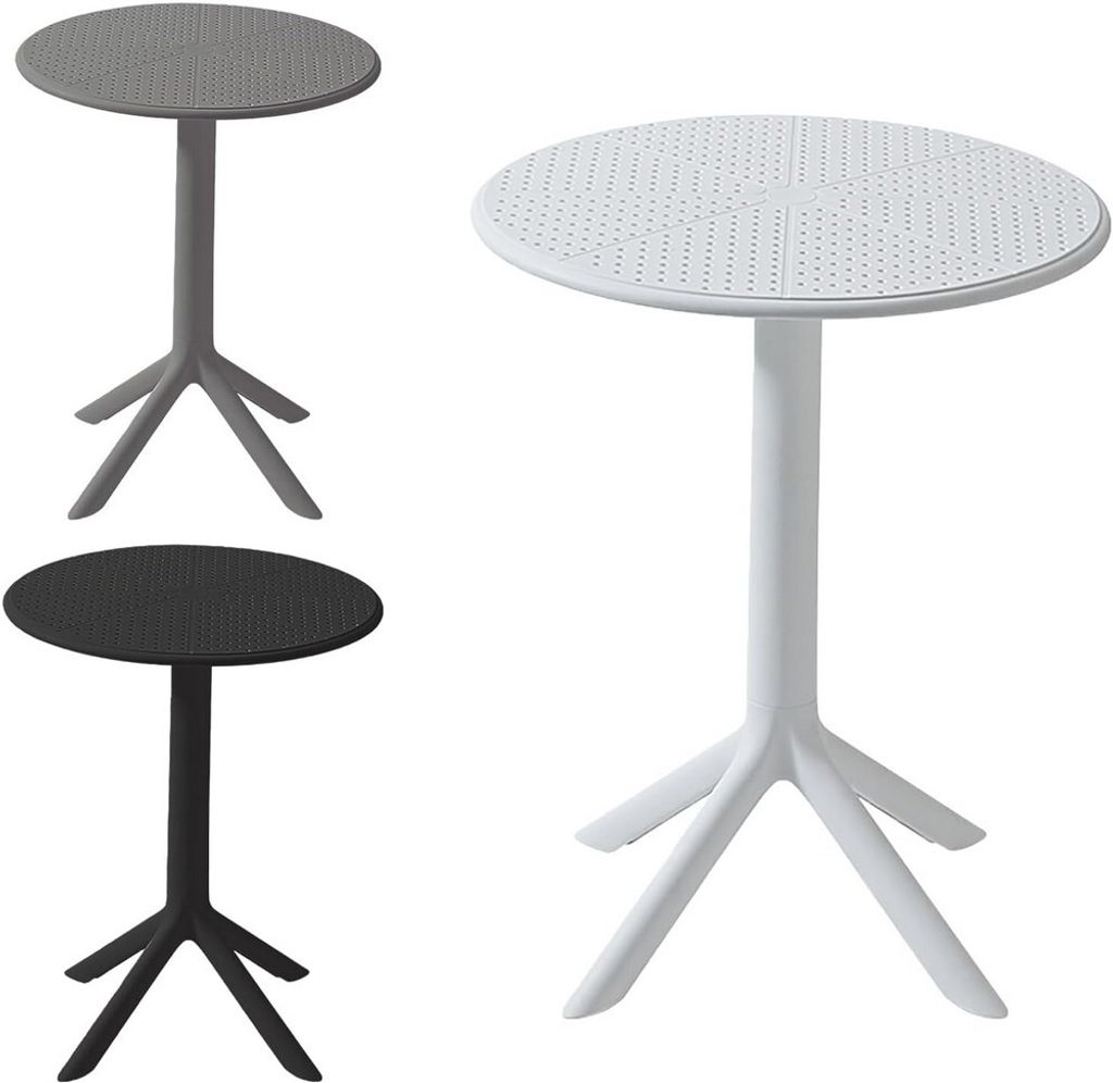 VORTIVO Gartentisch Ø60 cm rund, weiß, wetterfest & stabil – kleiner Balkontisch aus Kunststoff (PP), 76 cm hoch, ideal für Garten & Terrasse.