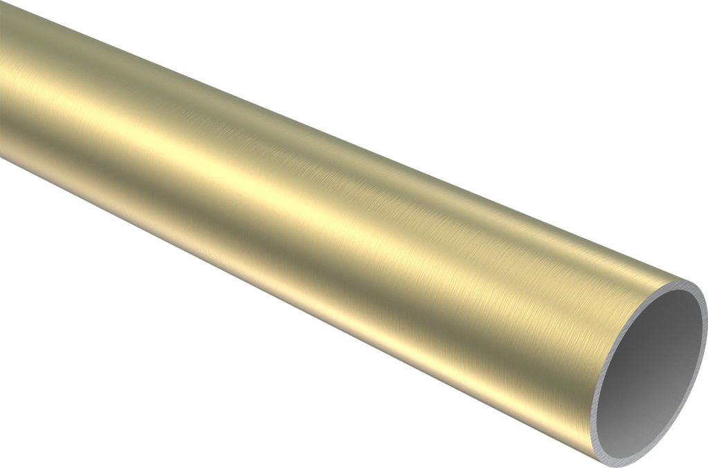 Interdeco Rundrohr / Metallrohr für Gardinenstangen 20 mm Ø Messing-Optik, 160 cm