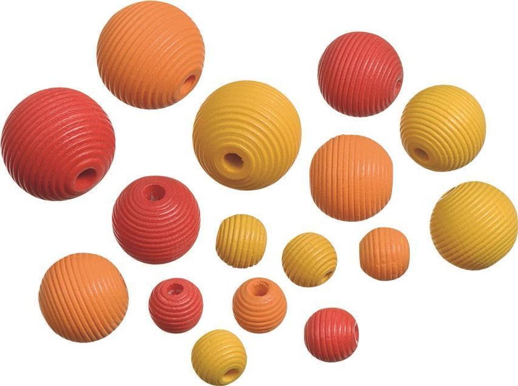 Holzperlen Mix 4 VE=5x20 Stück Größen sortiert gelb, rot, orange