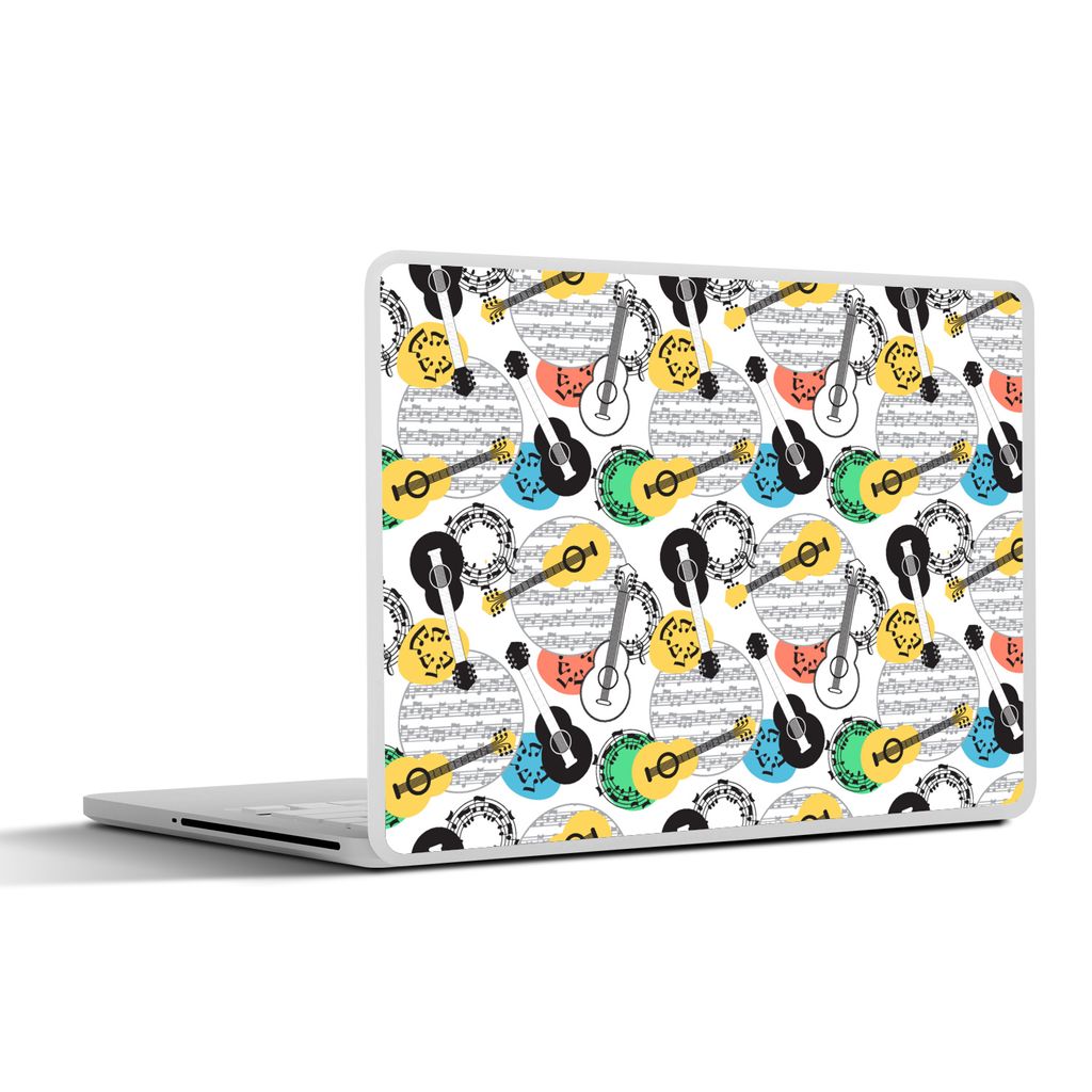 MuchoWow Laptop Aufkleber Sticker Cover Gitarre - Musik - Patterns - Abstrakt 25x18 cm - Laptop-Deko