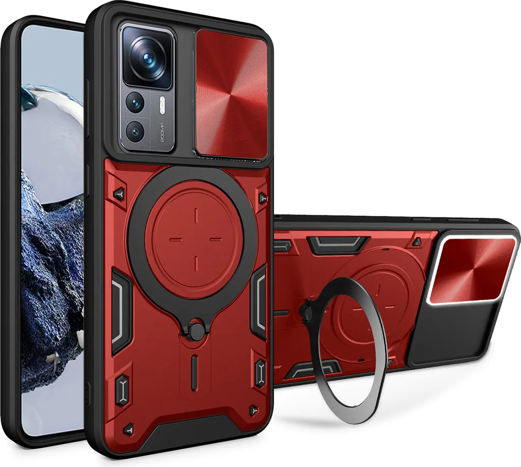 Cover Xiaomi 12T / 12T Pro Resistente con Copri Obiettivo e Kickstand