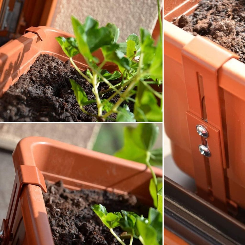 Unsichtbarer Blumenkastenhalter für jedes Fenster - Set von 4 - anthrazit - bohrfreie Befestigung - FixPot Blumenkasten