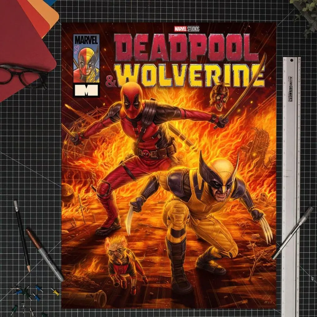Poster Deadpool & Wolverine 46x61 cm - Finition Mate sans Reflets Marvel