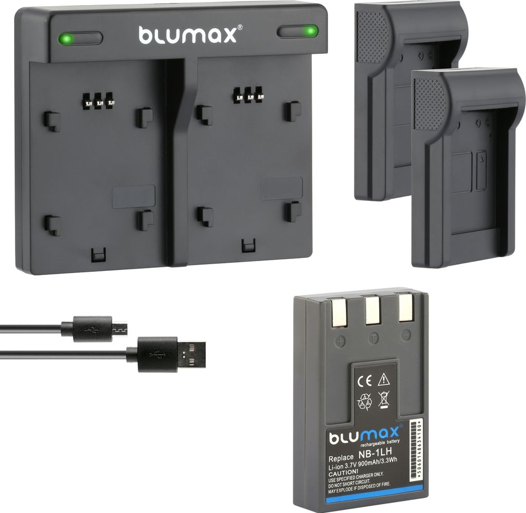 1x Akku + Lader für Canon NB-1LH IXUS 500 430 400 330 V3 V2 900 mAh (3,6V)