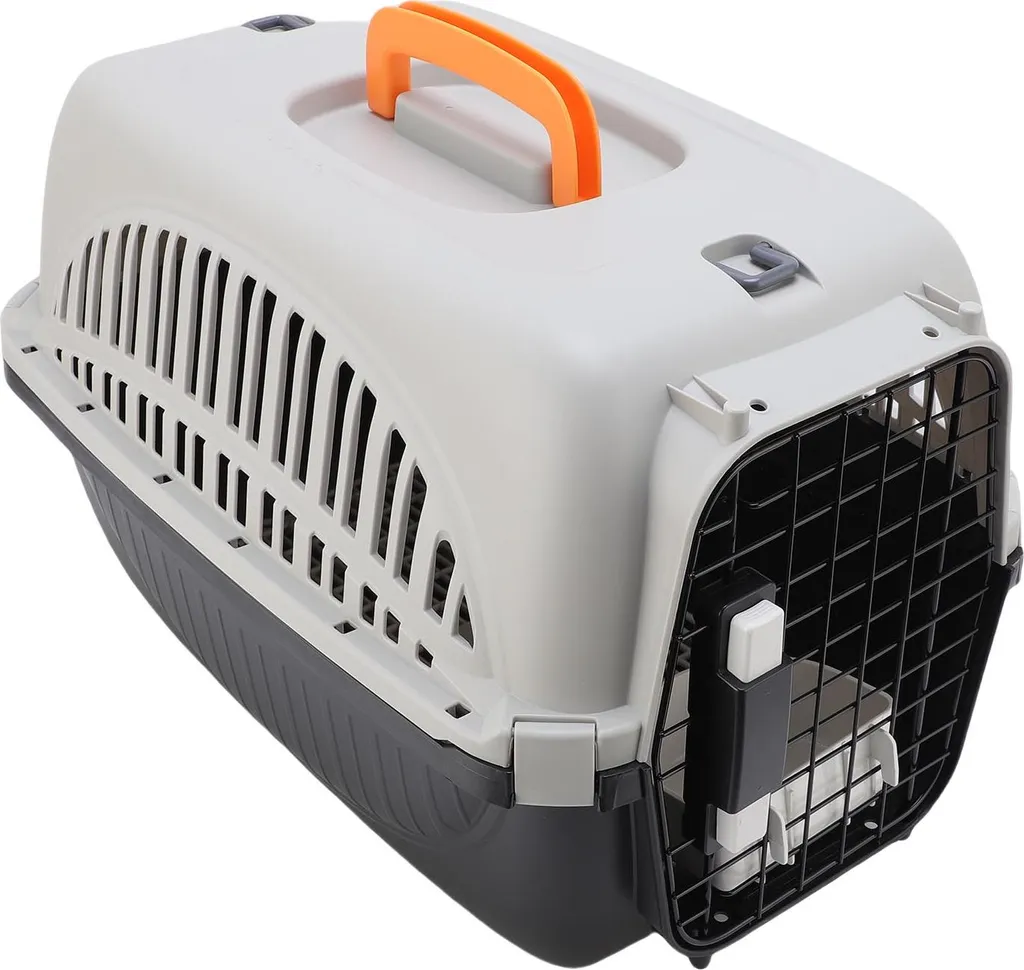 Cage de transport chien en plastique noir T2 aération optimale