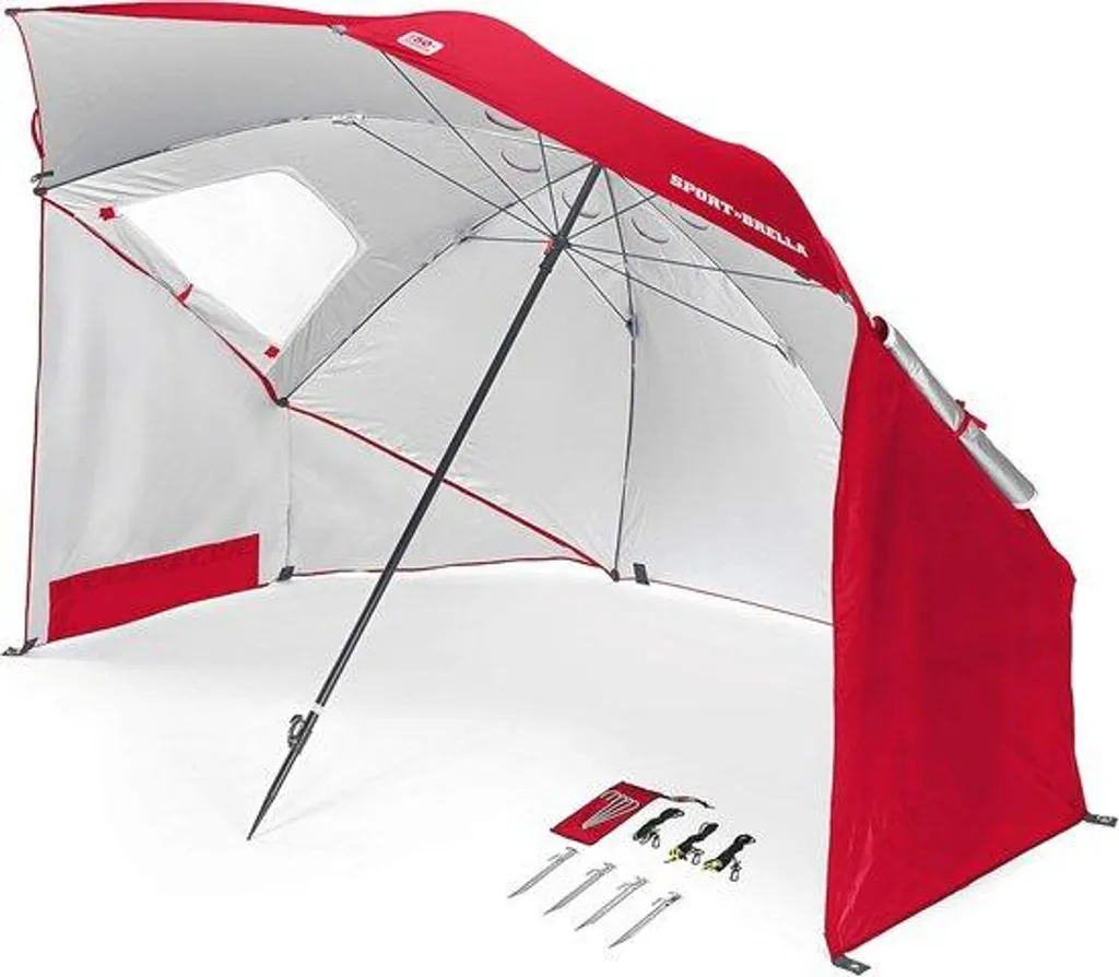 Parasol de plage et jardin rouge 136 cm - Ombrage nomade facile à plier