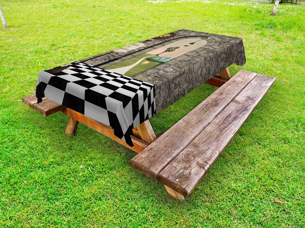 Tovaglia Alice Wonderland 145x210 cm - ABAKUHAUS Bianco e Nero