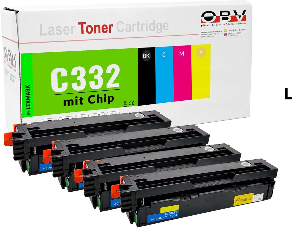 OBV Toner-Set für Lexmark C332 C3224dw C3326dw Schwarz, Produktbild 