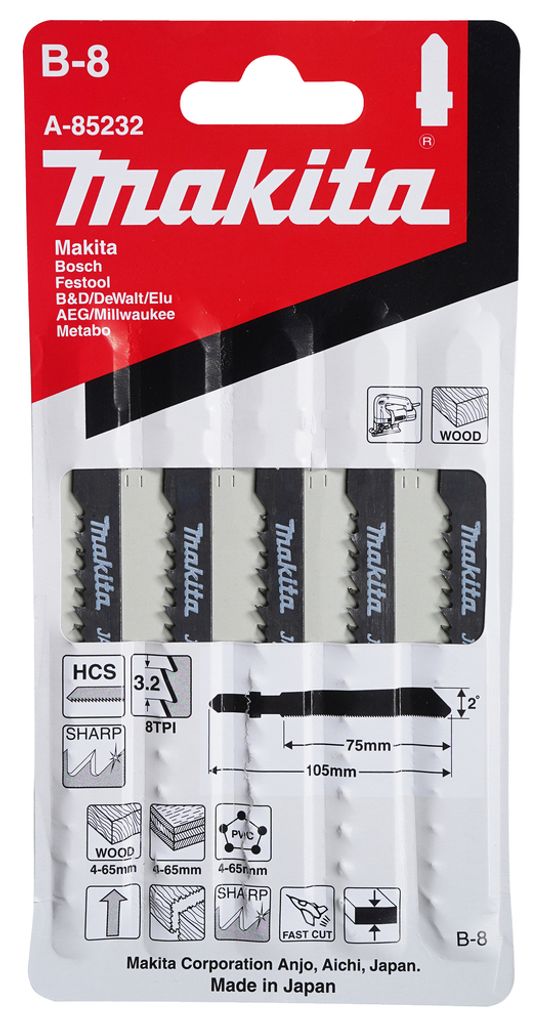 Makita A-85232 Bügelsägeblatt 105 x 1,25 mm 8TPI HCS B-8 Holz 5 Stk