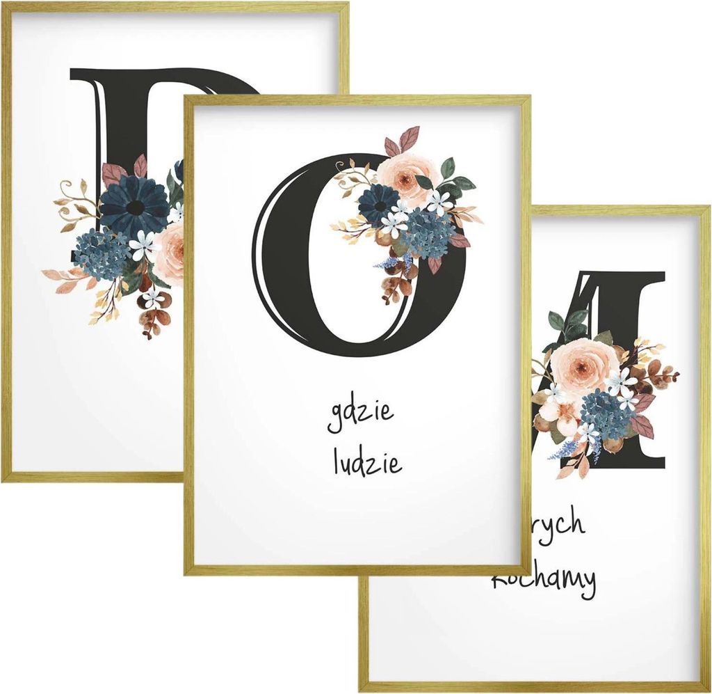 Bilder Poster Goldrahmen Triptychon Home Wanddekoration für das Wohnzimmer