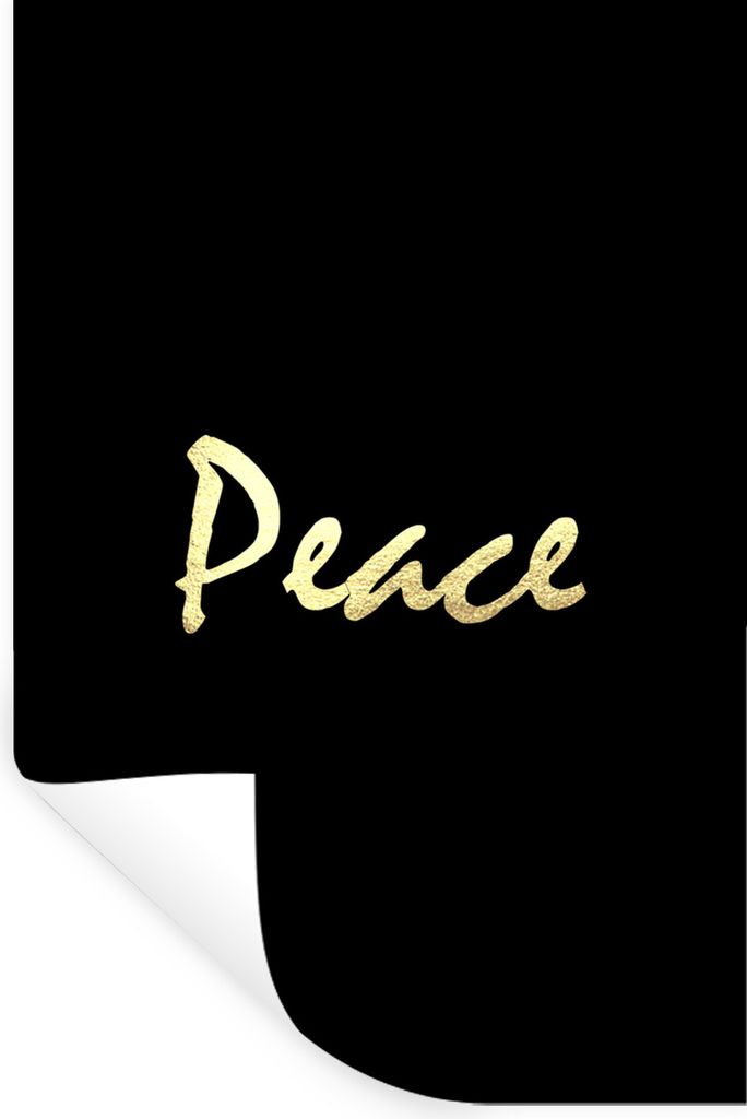 MuchoWow Wandtattoo Wandsticker Wandaufkleber Zitat - Frieden - Gold - Schwarz 60x90 cm Selbstklebend und Repositionierbar - Sticker - Dekorfolie