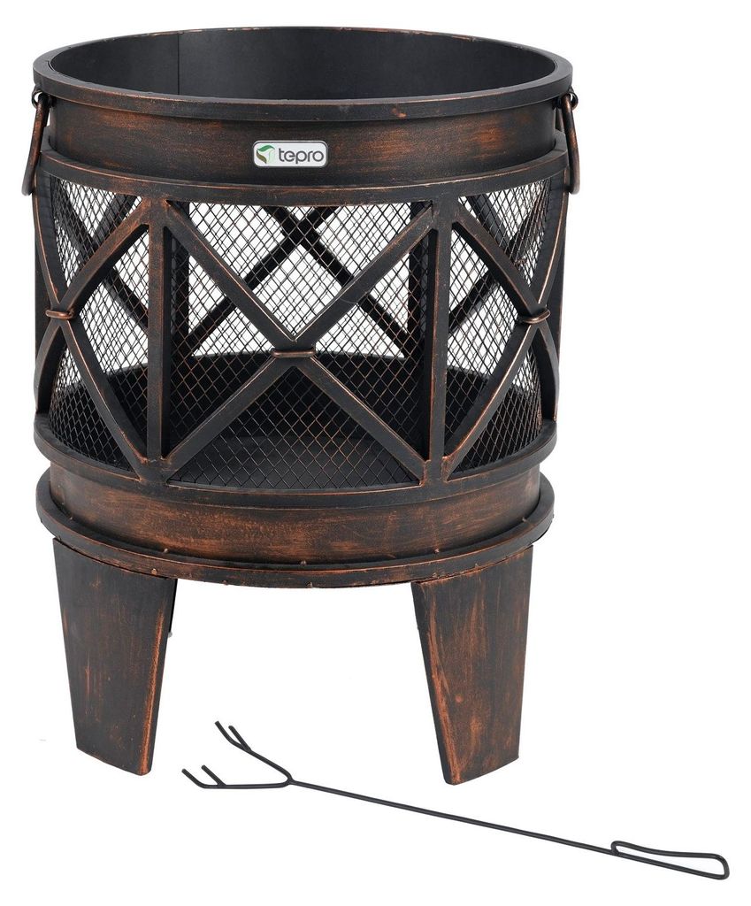 Tepro 1127 Feuerstelle Gracewood Terrassenofen Ofen Feuerkorb Kamingrill Gartenkamin Schwarz/bronze Feuerstellen Feuerkörbe 4011964011274 1127 237254
