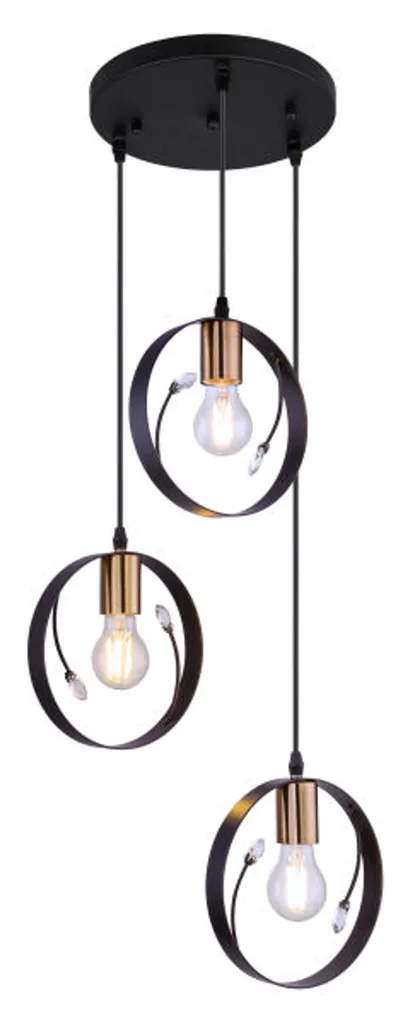 Suspension réglable pour haut plafond métal noir et cristaux clairs