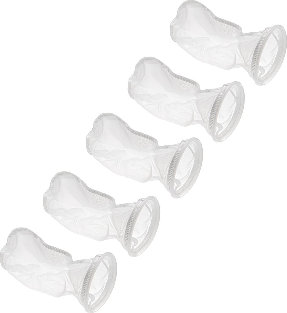 vhbw 5x Universal Filtersocke für Aquarien, Pools, Skimmer - Filterbeutel, Polyester, 18 x 21,5 cm, 150 Mikrometer Weiß