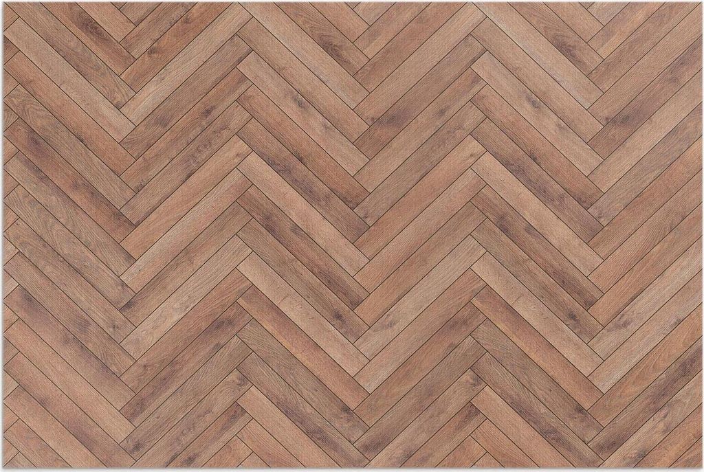 Stilvolles Fischgrät-Holzparkett – Vinylteppich – 120x180 cm – Outdoor Teppich – Terrasse – Wetterfest – Modern