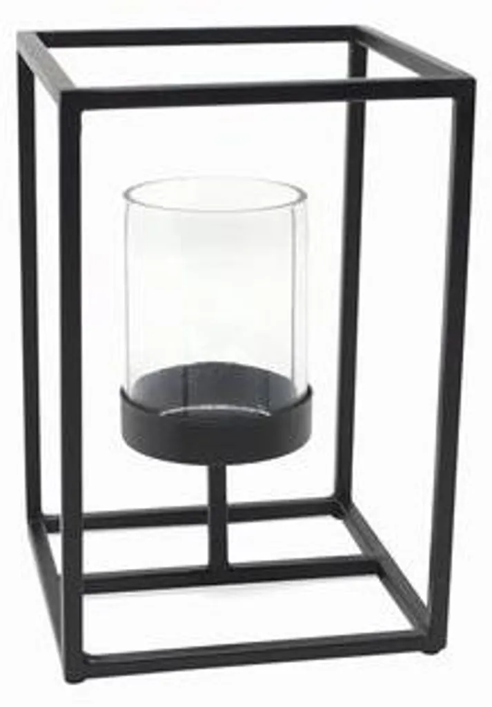 Photophore Déco Table Anila Noir 15 cm pour Ambiance Tamisée Salon