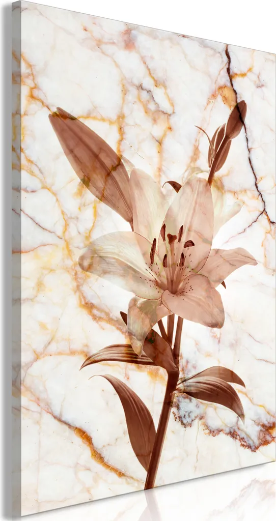 Quadro Giglio e Marmo Seppia - Atmosfera Zen per Casa tua 40x60