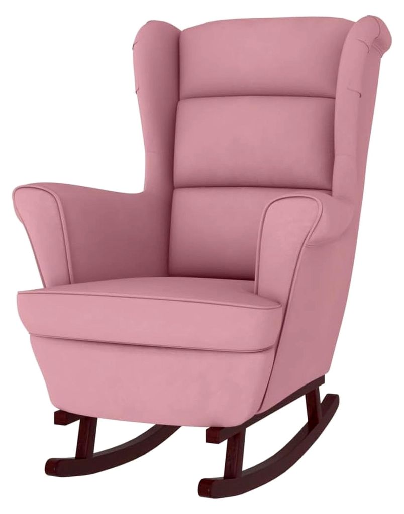 Schaukelstuhl mit Hocker, Wohnzimmer Sessel, Outdoor Samt Schaukelstuhl, Rosa ohne Fußablage