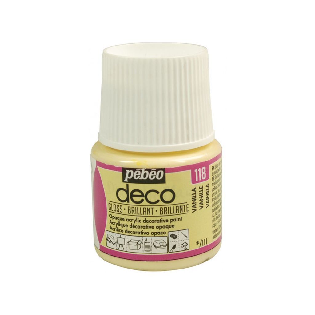 Pebeo Deco Glänzende Acrylfarbe, 45 ml, 118 Vanille