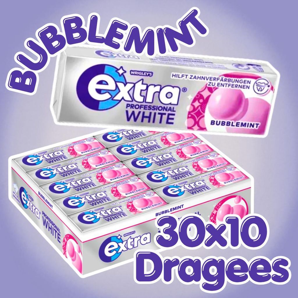 Wrigley's Extra Professional White Bubblemint Kaugummi 30 x Produktbild 