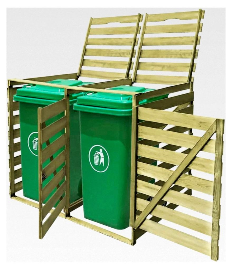 Mülltonnenbox für 2 Tonnen 240 L aus imprägniertem Holz