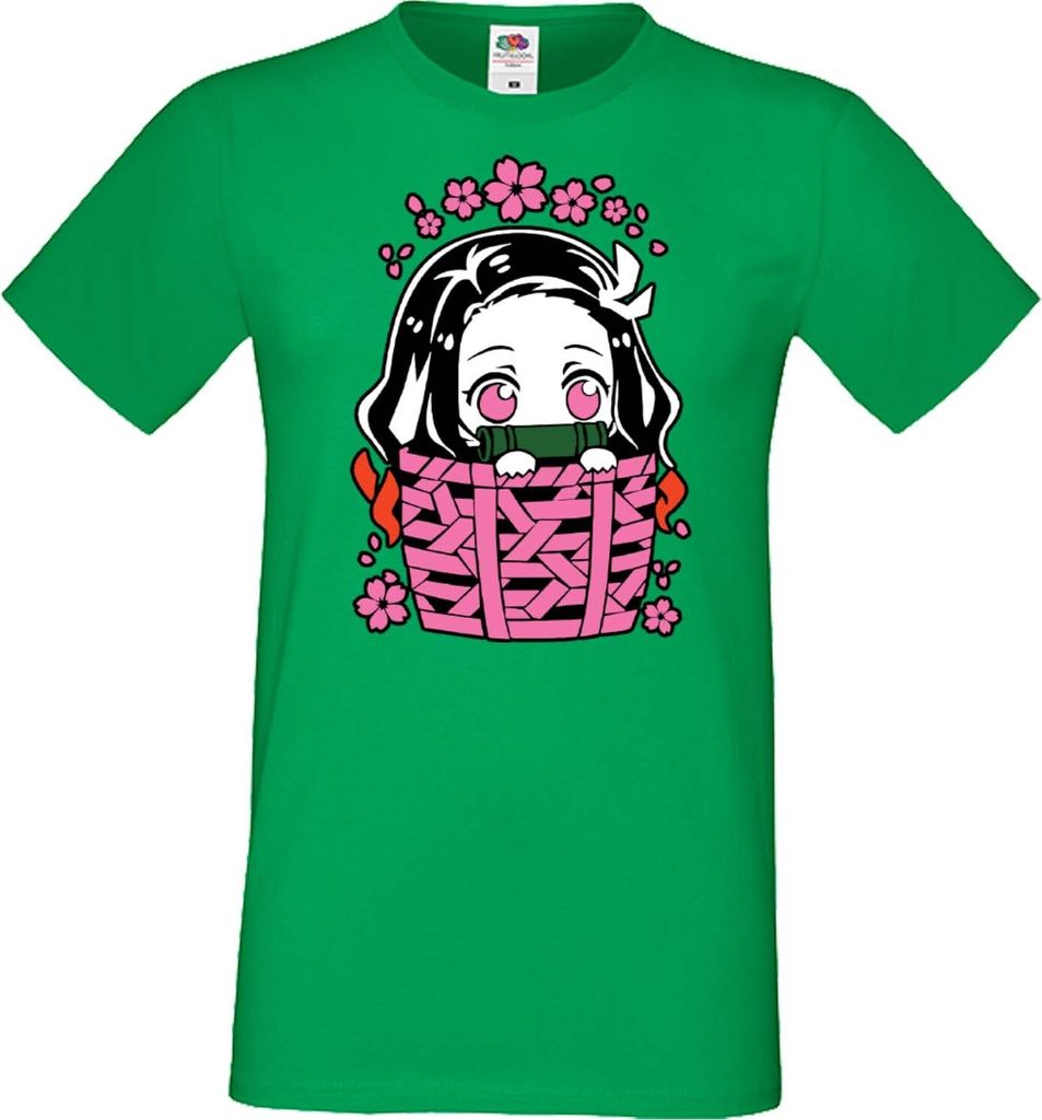 Herren T-Shirt Anime Manga Demon Anime Slayer Nezuko Kamado 06, Man S / Grün