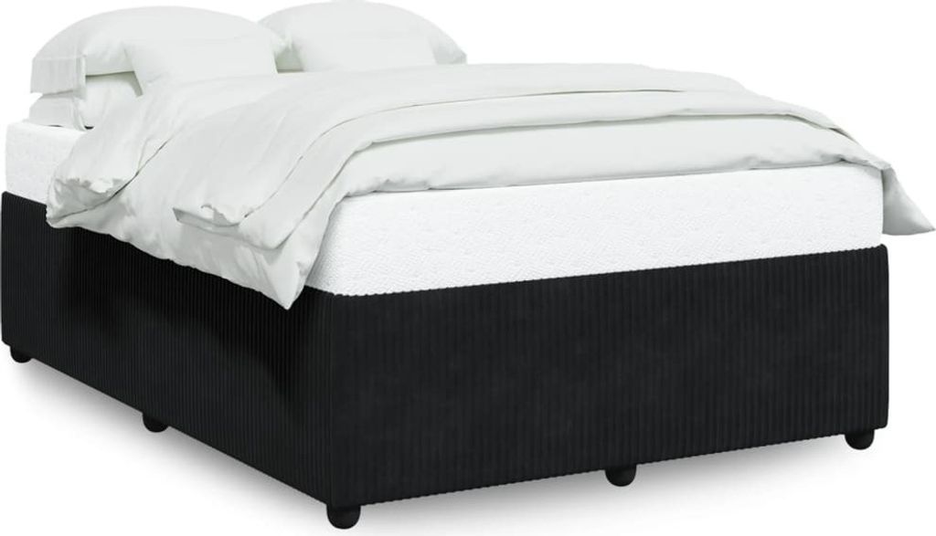 (NEU 2026) Bettgestell moderne, ohne Matratze, Schwarz 140x200 cm - Samt - Klassische Betten - 49.9 kg