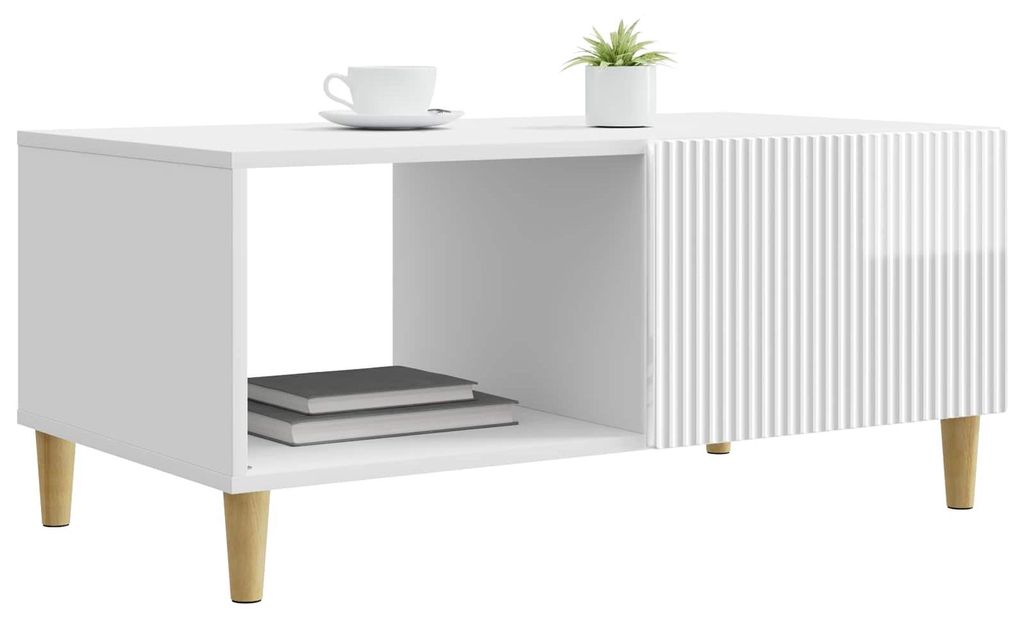 vidaXL Couchtisch Hochglanz Weiß 90 x 50 x 40 cm Holzwerkstoff