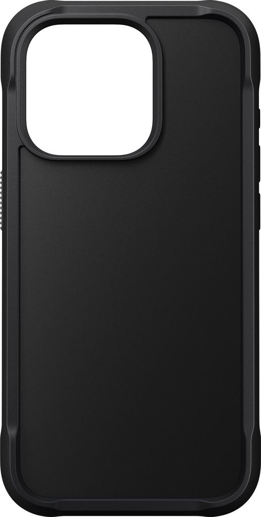A black phone case is shown against a white background.