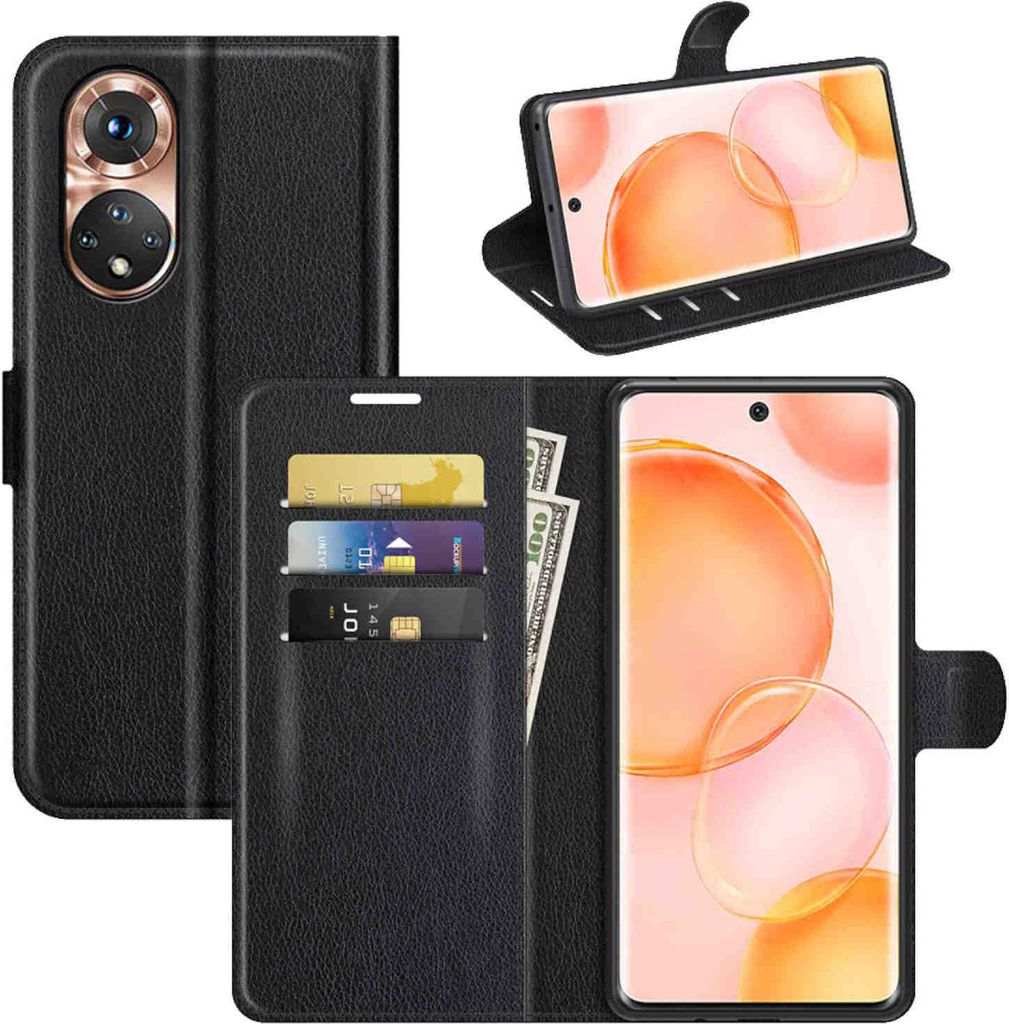 Für Honor 50 Pro Handy Tasche Schwarz Etuis Kunst-Leder Cover Hülle Schutz Case
