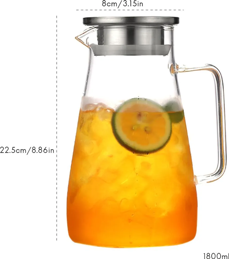 Théière en verre grande capacité avec couvercle inox amovible - 1.5L