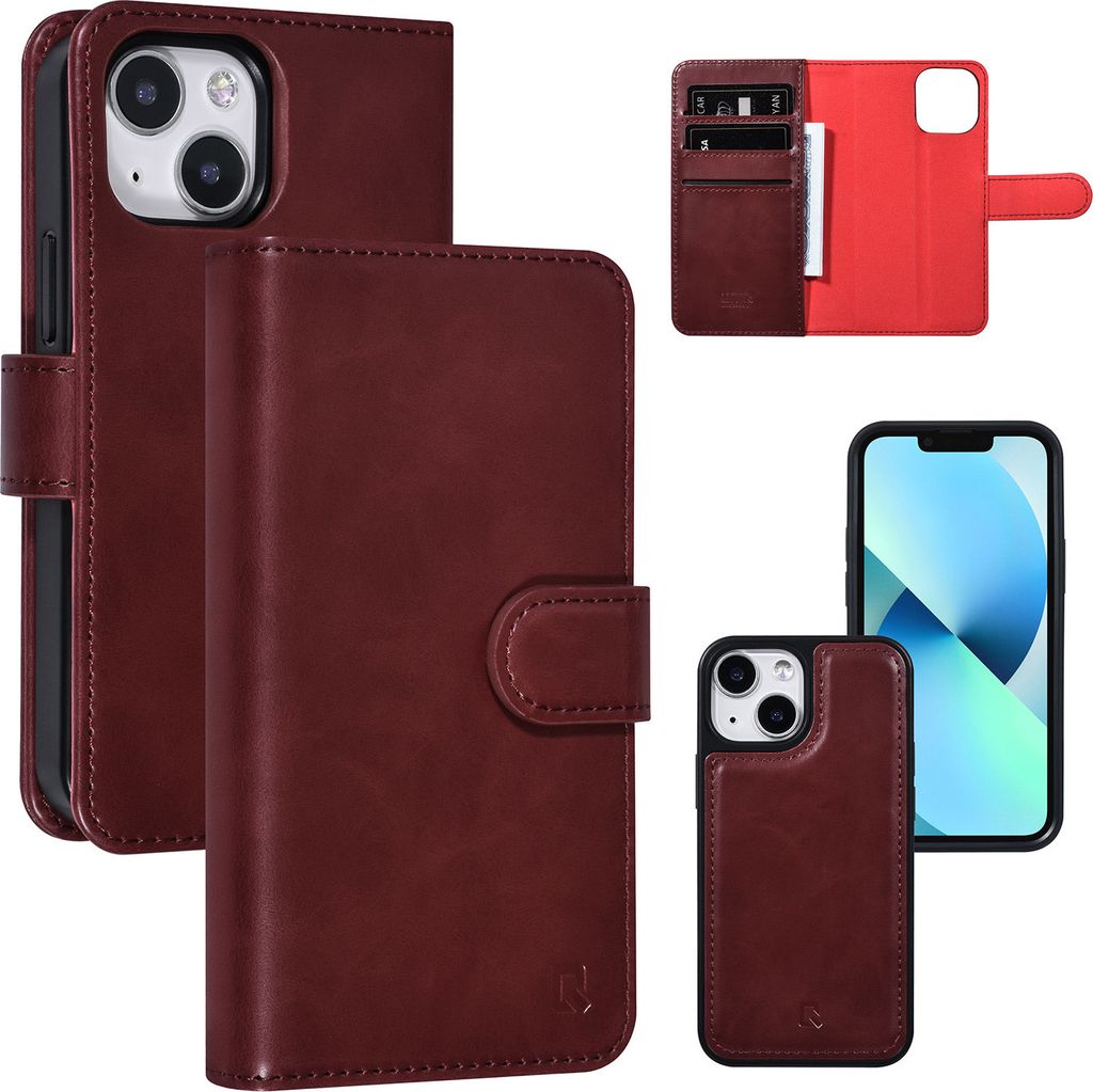 UNIQ Accessory 2 in 1 iPhone 13 Mini Red Book type and back cover card holder - magnetic closure