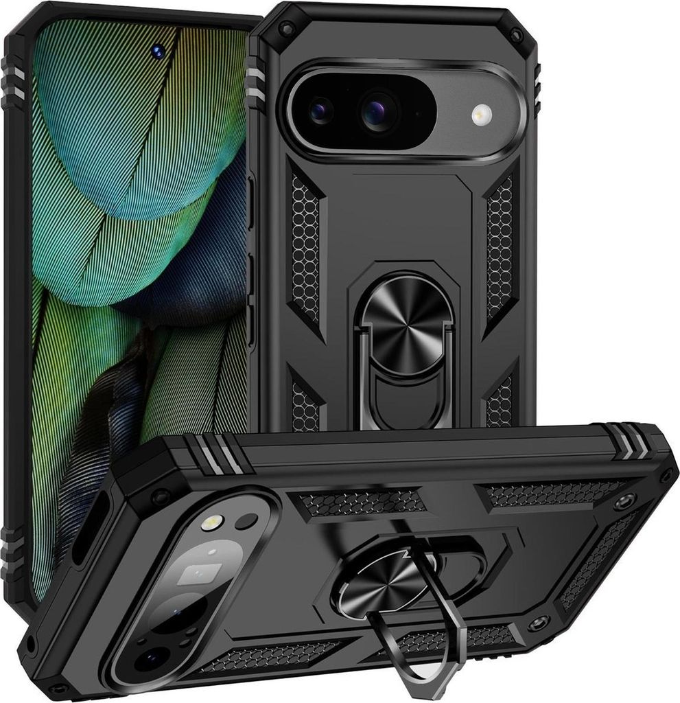 Armor Shield Handyhülle für Google Pixel 9 Hülle Ultra Hybrid Case Handy Schutzhülle, Schwarz