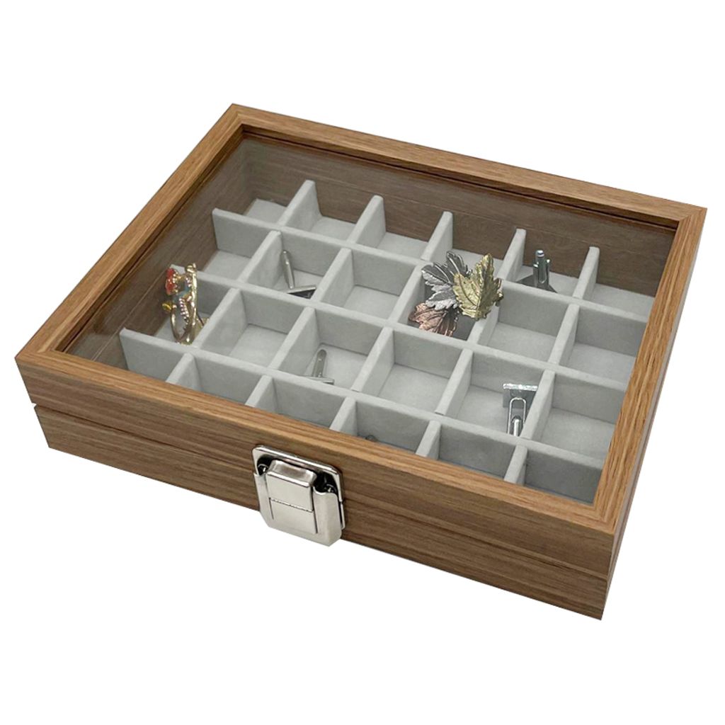 Kleine Holz Schmucklade 24 Fächer für Ringe Ohrringe Produktbild 