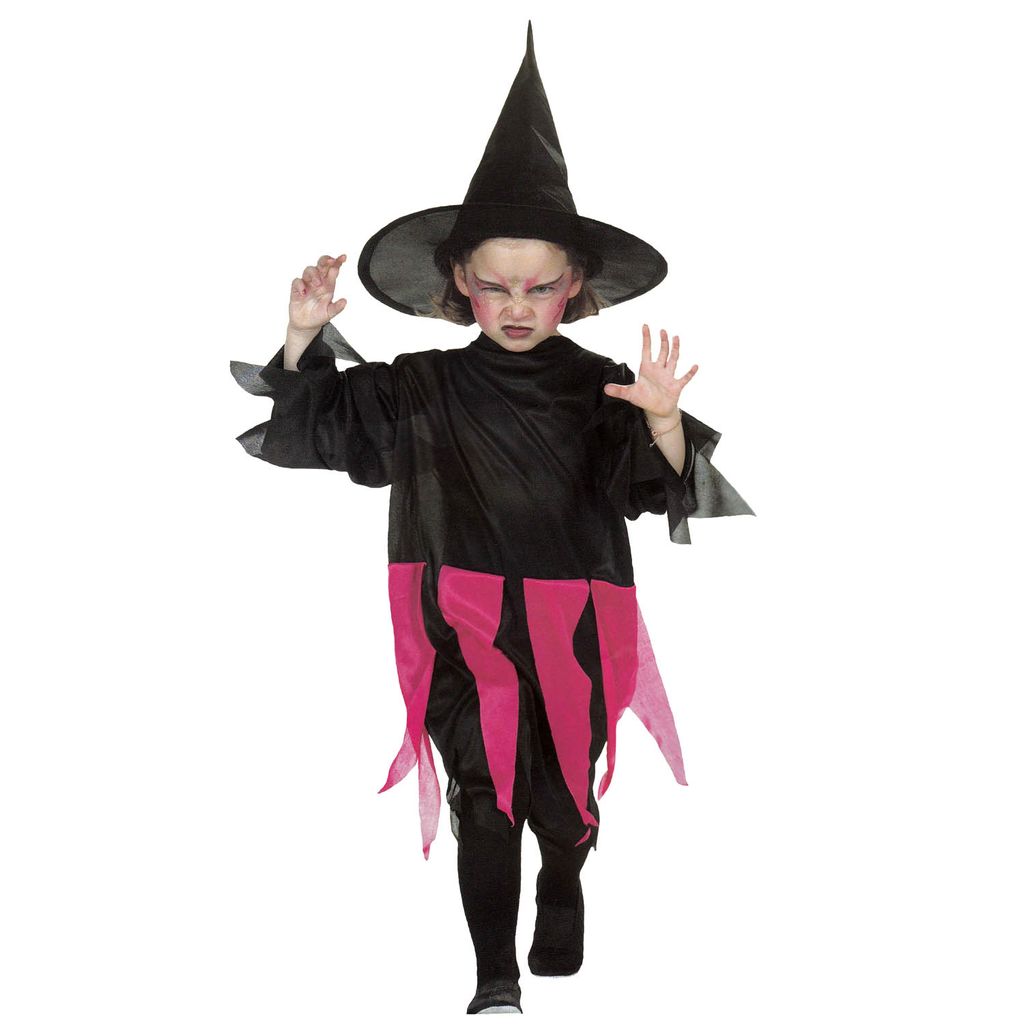 Kinderkostüm Hexe mit Hut Halloween Karneval Faschingskostüm Größe S 4-6 Jahre