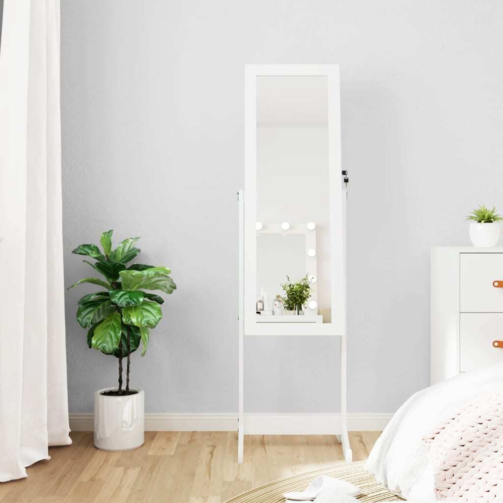 "WINTER SALE"Schmuckschrank - modernes Design - mit Spiegel & LED-Beleuchtung Freistehend Weiß Promotion776463 - Wandspiegel