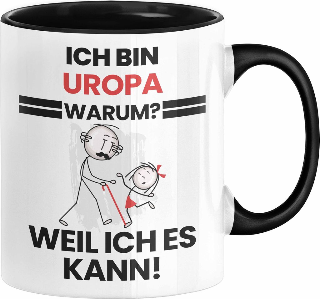 Uropa Geschenk Tasse Lustiger Spruch Ich Bin Uropa Warum Weil Ich Es Kann Geschenkidee Bester Uropa Geburtstag Kaffee-Becher (Schwarz)