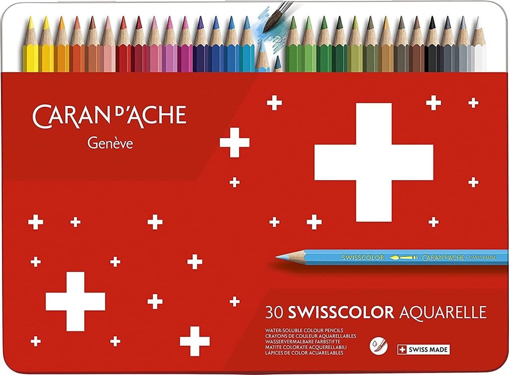 The image shows the front packaging of a set of Caran d'Ache colored pencils.
