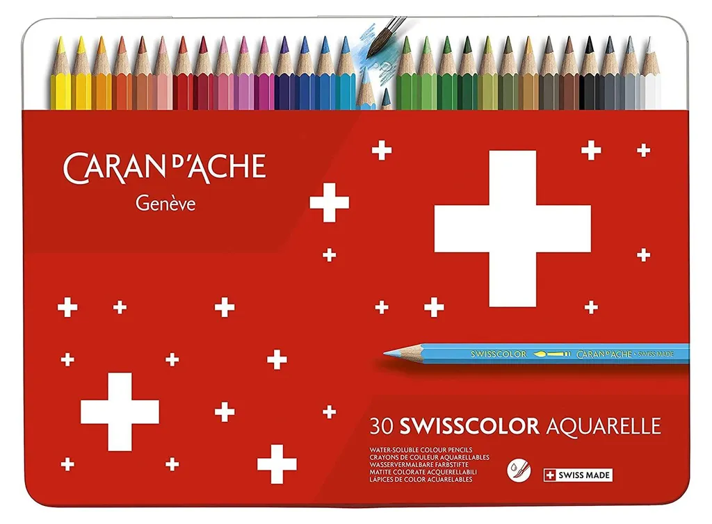 Crayons aquarellables Caran d'Ache Swisscolor à pigments intenses
