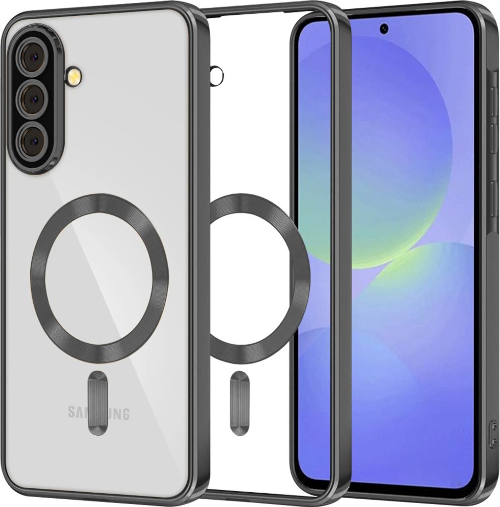 Techsuit Luxury Crystal Back Cover Hülle mit MagSafe für Samsung Galaxy A36/A56 - Transparent/Schwarz
