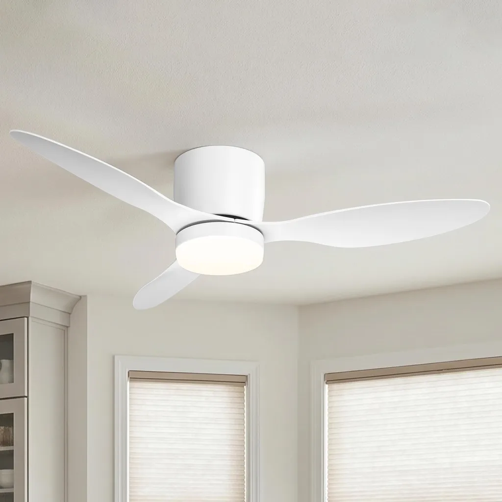 Ventilateur de plafond 107 cm avec LED et moteur DC silencieux blanc