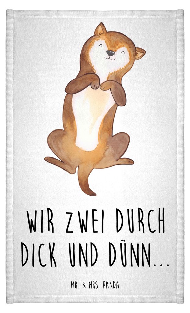 Mr. & Mrs. Panda Handtuch Hund Streicheln - Weiß - Geschenk, Klein, Süß, Gästetuch, Hunde, Gästehandtuch Baumwolle, Sprüche, frottierhandtuch...